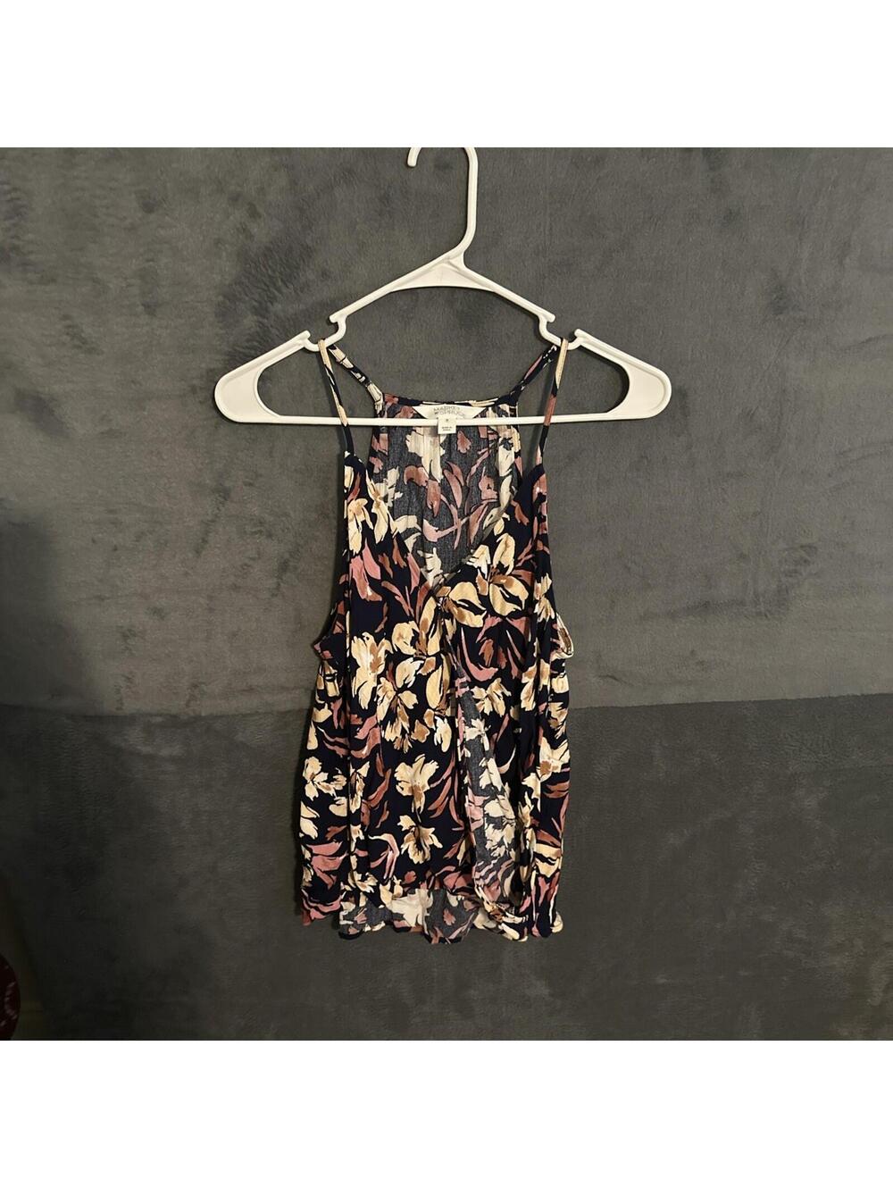 Market & Spruce Floral Tank Top Womens Medium Multicolor Wrap High Low